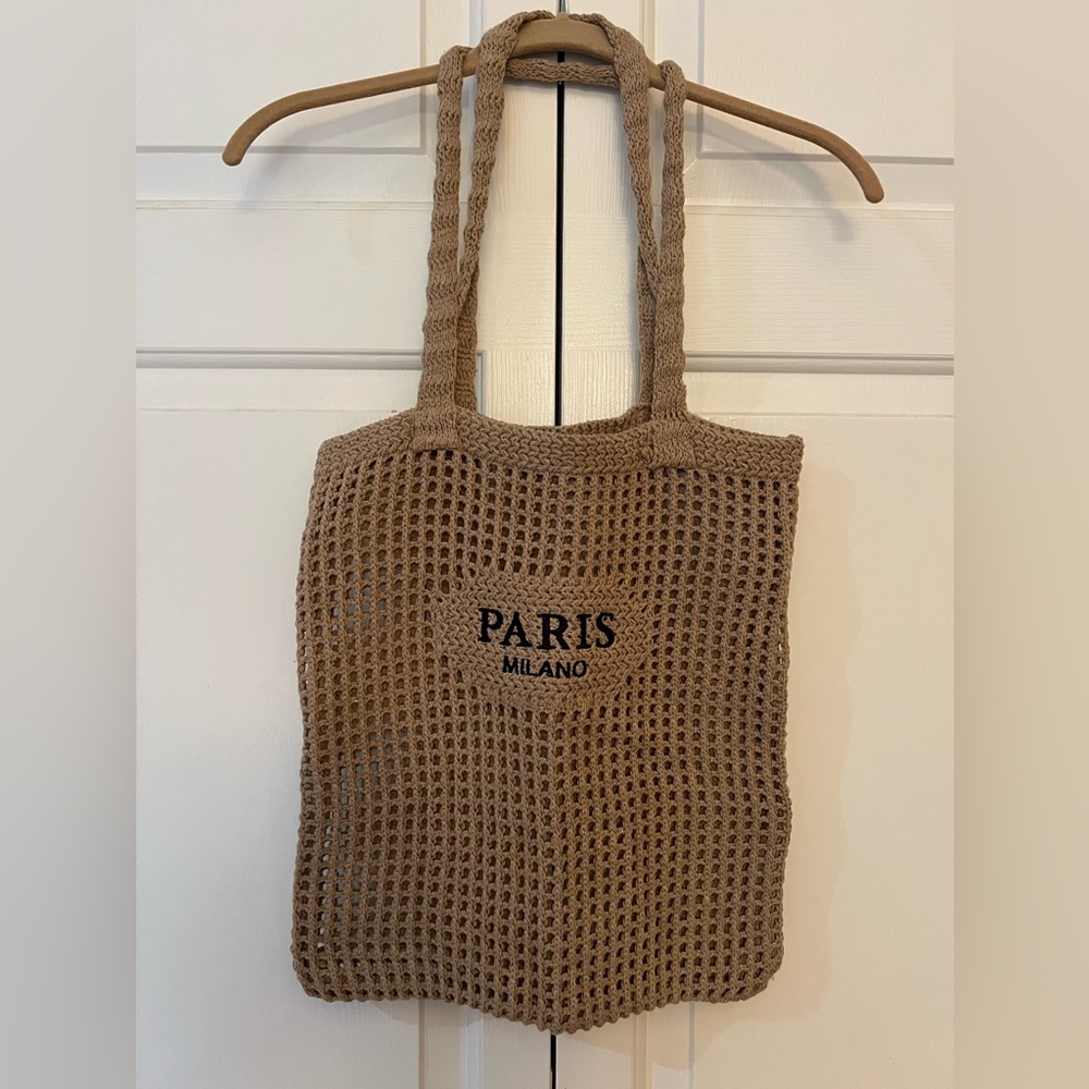 Paris Milano Beige Crochet Tote Bag